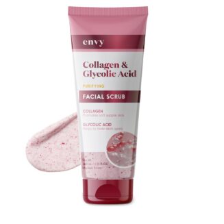 ENVY COLLAGEN & GLYCOLIC ACID DETOXIFYING FACIAL SCRUB COLLAGEN REVITALIZES WHILE HYDRATING GLYCOLIC ACID