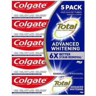 COLGATE TOTAL ACTIVE PREVENTION + ADVANCED WHITENING 6X BETTER STAIN REMOVAL 5PACK