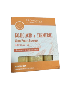 PROVENCE ESSENTIALS KOJIC ACID+TURMERIC BAR SOAPSET CLEANSES + MOISTURIZES