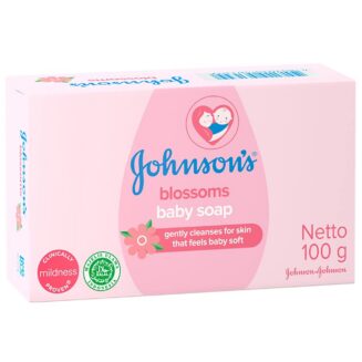 JOHNSON'S BLOSSOMS BABY SOAP GENTLY CLEANSES FOR SKIN THAT FEELS BABY SOFT