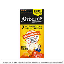 AIRBORNE IMMUNE SUPPORT 7KEY NUTRIENTS VITAMIN C 1000mgg 64 CHEWABLE TABLETS